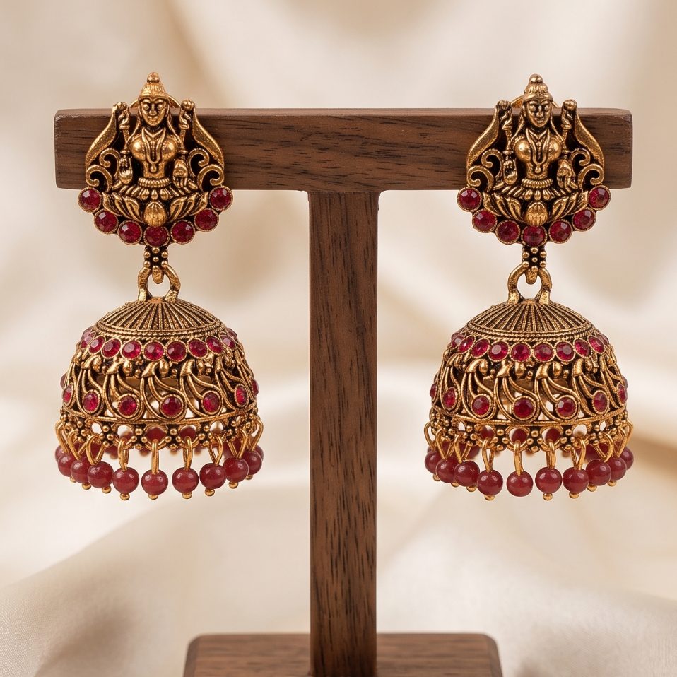 Nitya Jhumka - Red