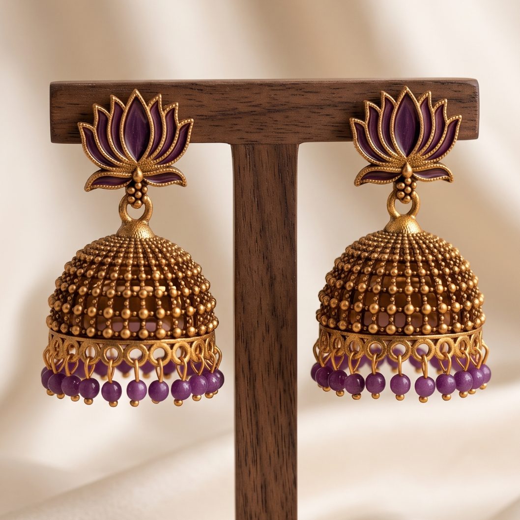 Violet Lotus Jhumka