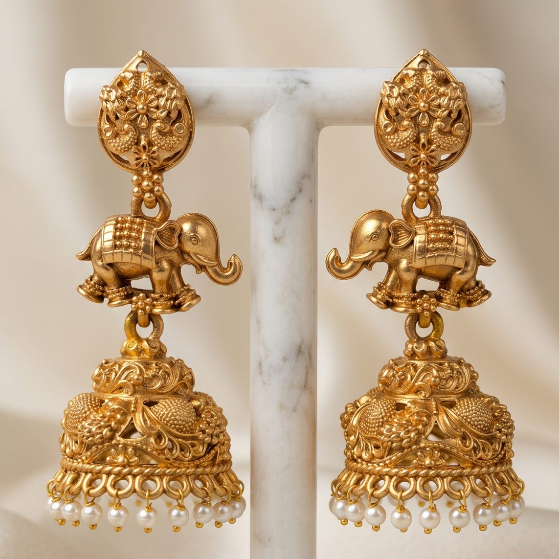 Gajaraj Jhumka - White